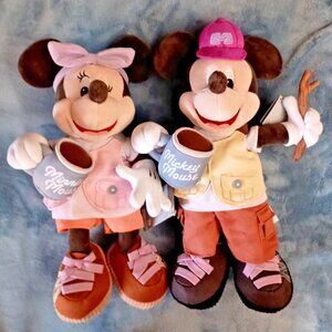 NWT Disney China SHANGHAI Mickey + Minnie Mouse Camping Plush 15" (in plastic)